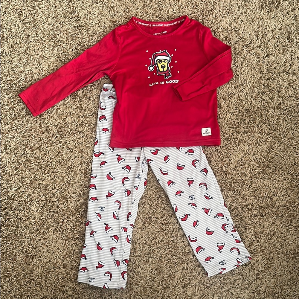 Life Is Good Red and White Kids Pajama Set 4T
